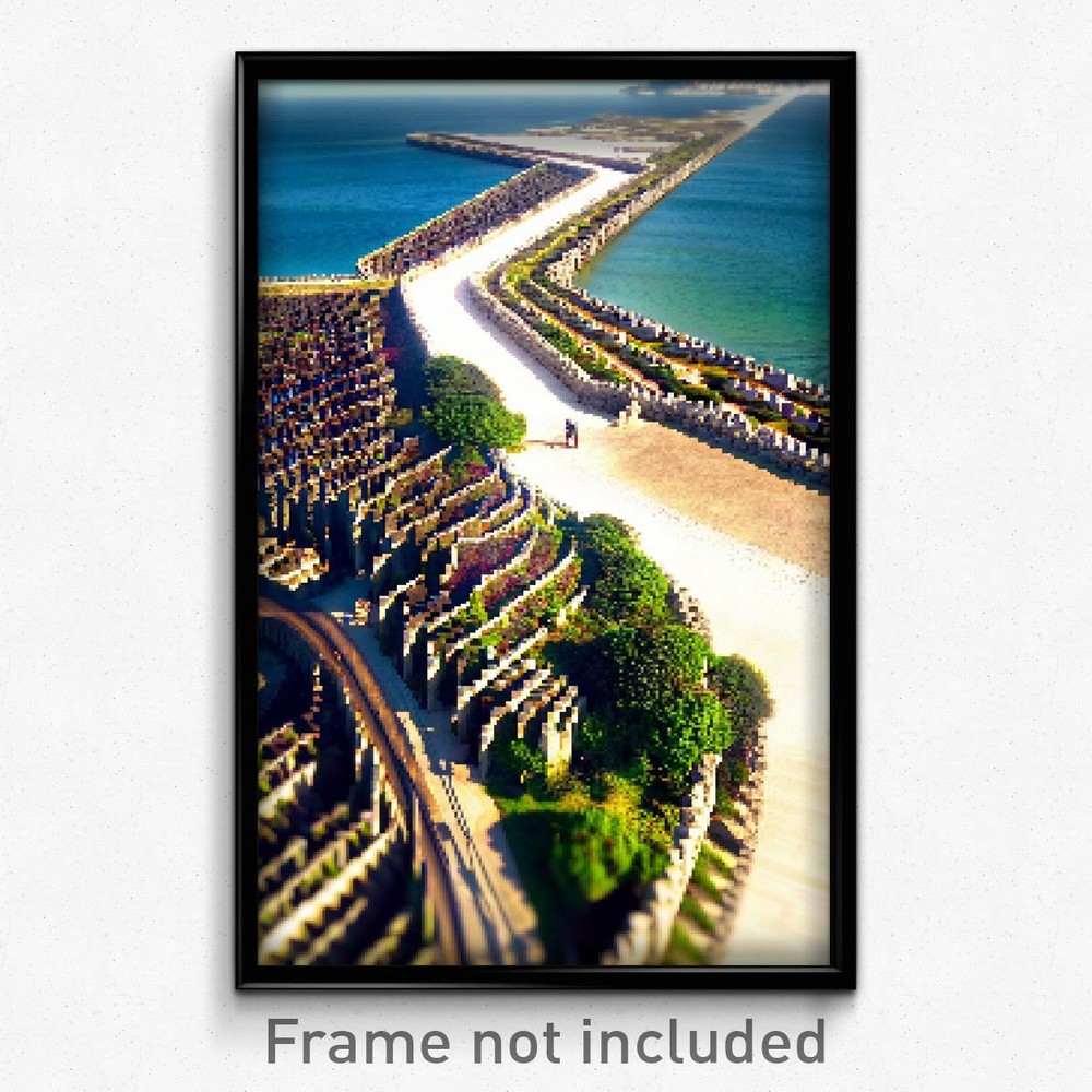 8 Bit Pixel Art Poster - Colossal Causeway Trippy Video Game Print