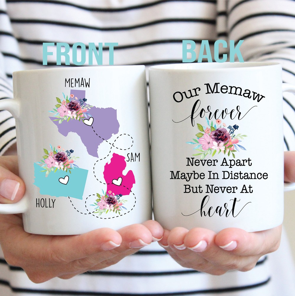 Custom Memaw Gift My Memaw Forever Never Apart Memaw State To State Mug Long