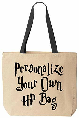 Personalized Bag Custom Canvas Tote With Harry Font (Black Handle) BeeGeeTees