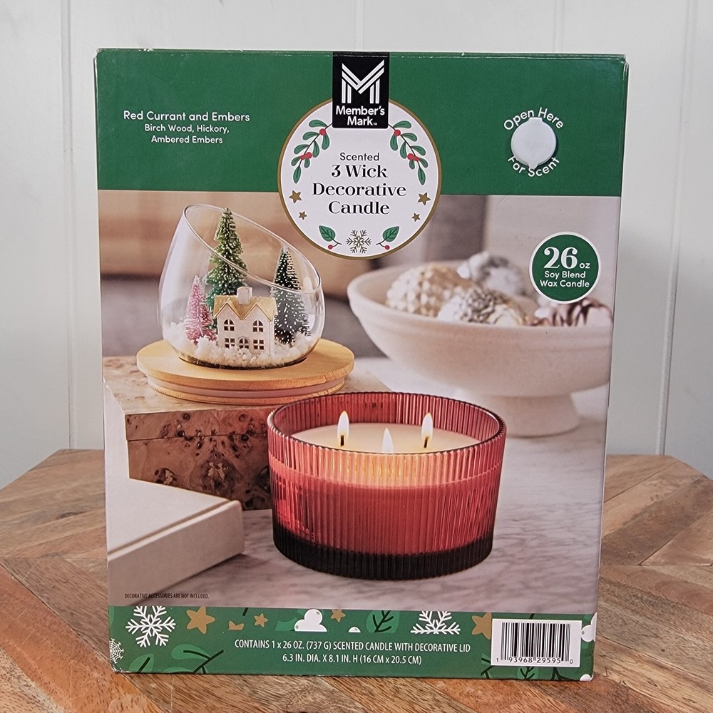 Members Mark Christmas Snow Globe Scented Soy Wax Candle Red New-image