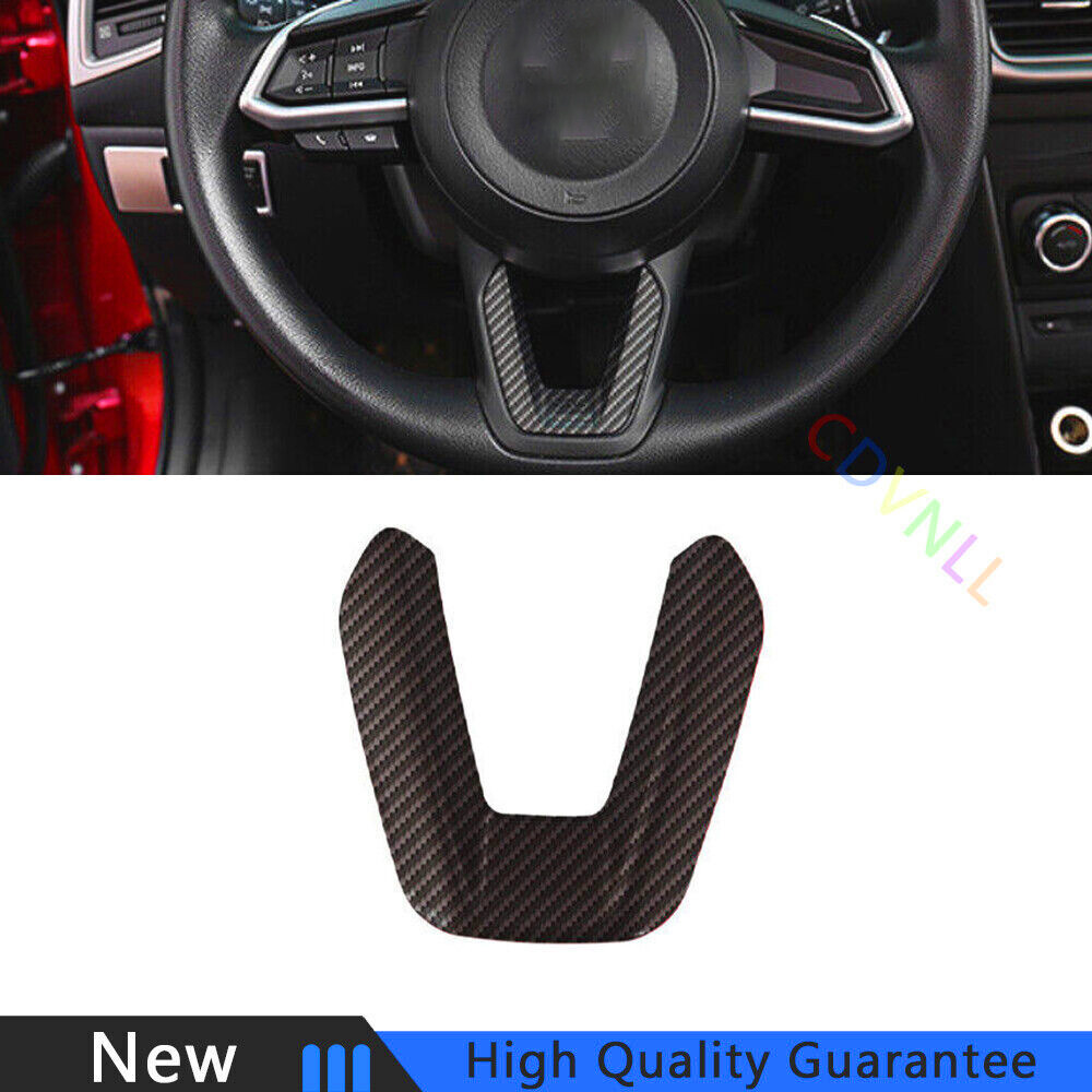 Fit For Mazda 3 Axela 2017-2019 Carbon Fiber Car Steering Wheel Panel Cover Trim