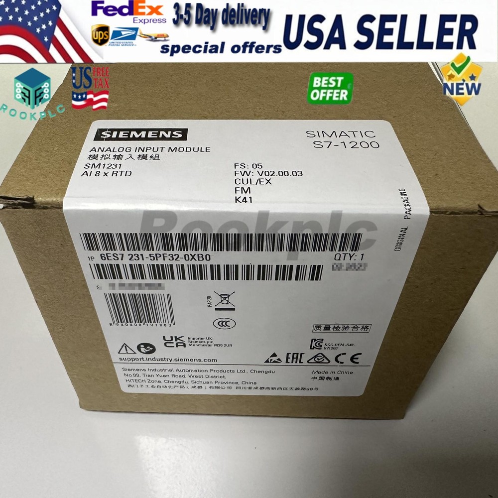 New Siemens 6ES7231-5PF32-0XB0 6ES7 231-5PF32-0XB0 S7-1200 Analog input SM 1231