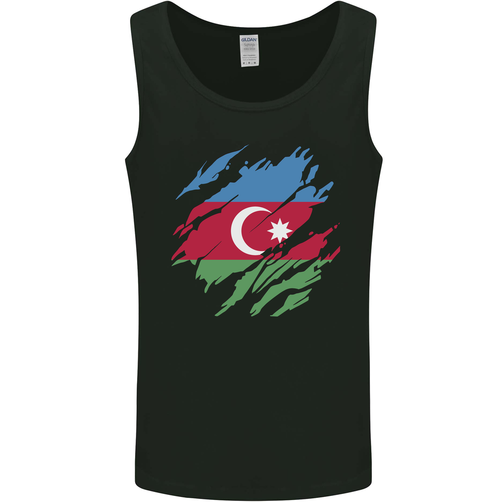 Torn Azerbaijan Flag Azerbaijani Day Football Mens Vest Tank Top