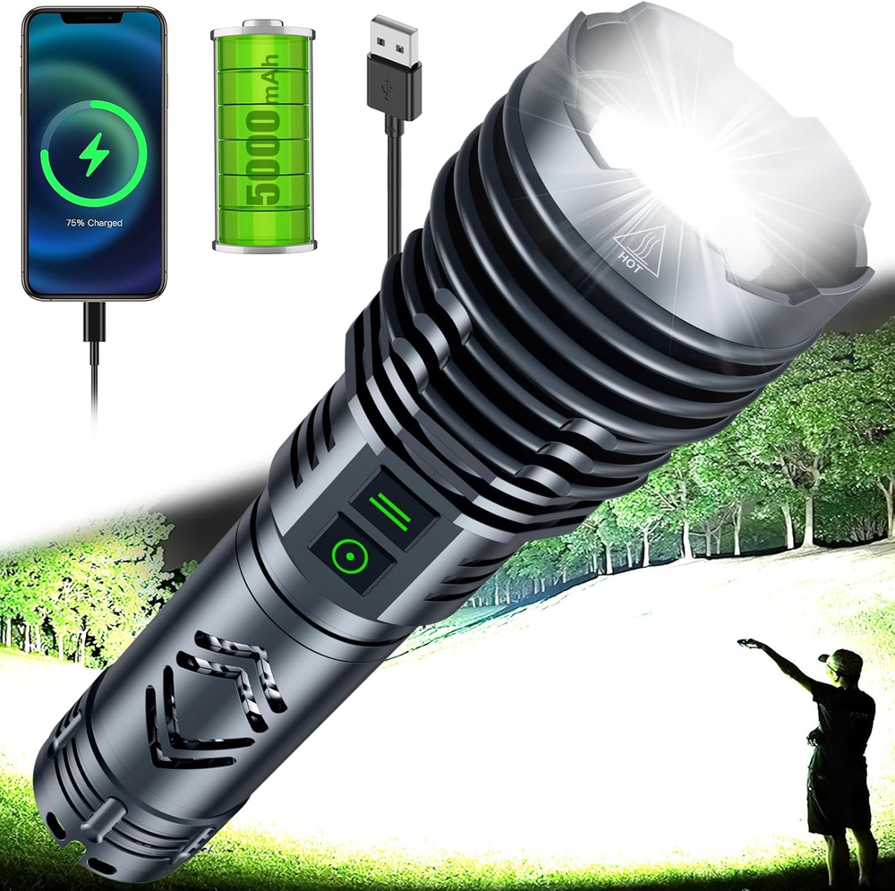 Rechargeable Flashlights 1500000 High Lumens,Super Bright LED Flashlight,Tactica