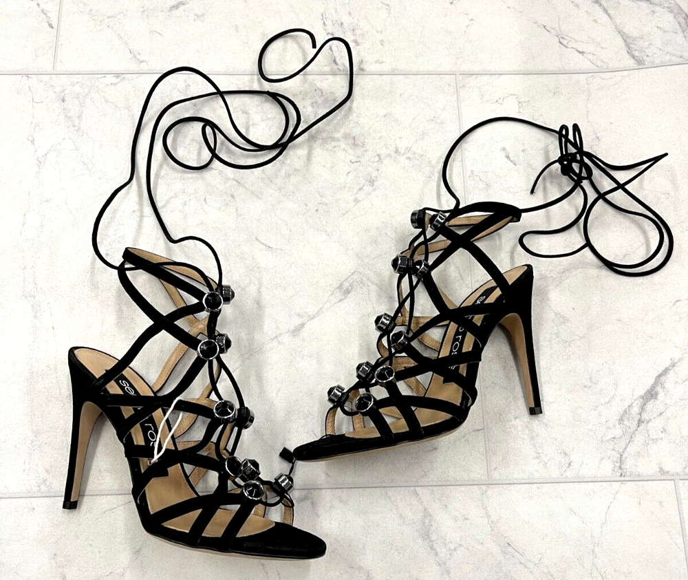 New $1,589 Sergio Rossi  Strappy Lace Up Heel Sandal Size: 36 (US 6)
