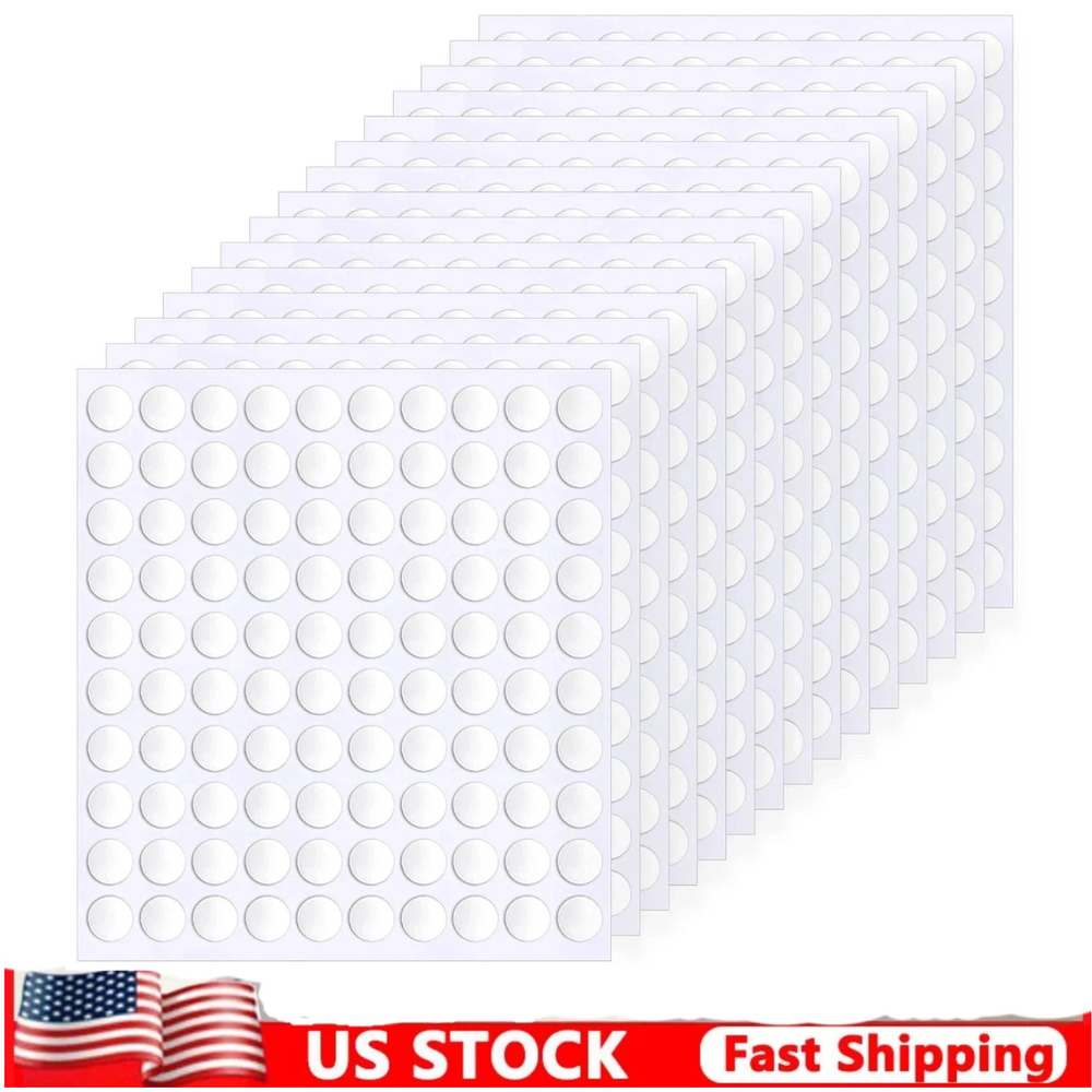 1500 Pieces Double Sided Adhesive Dots Clear Sticky Tack Tape Removable Stick...