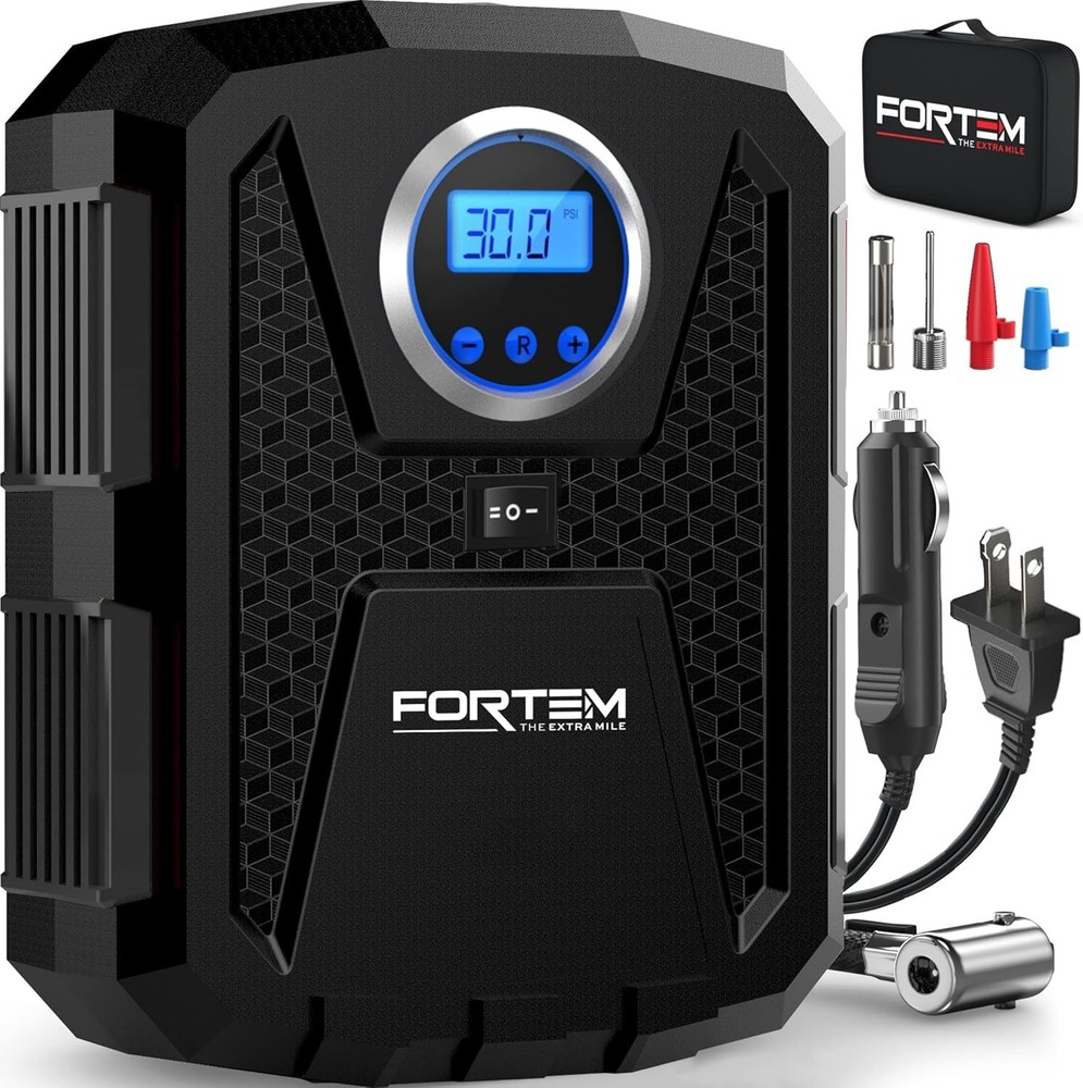 Tire Inflator 150 PSI, Bike Pump, 110V AC 12V DC Air Pump for Car Tires, Digital