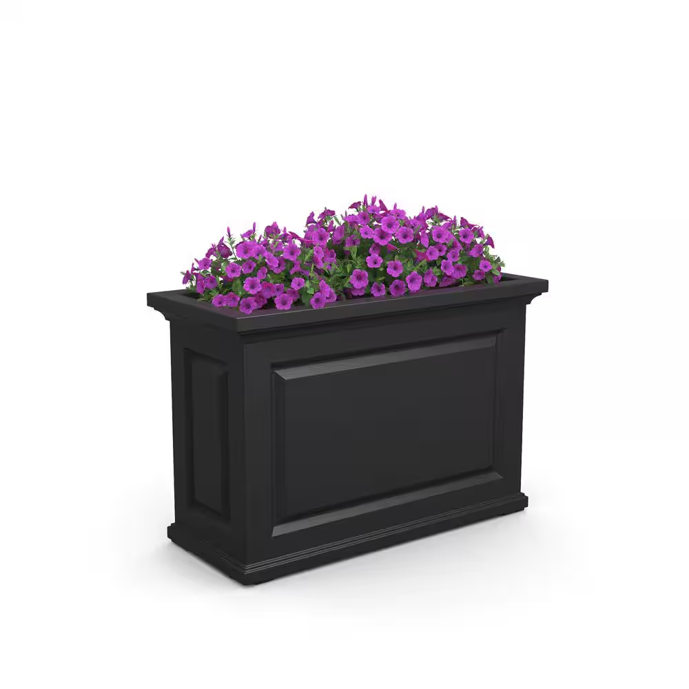 Nantucket 36 In. Self-Watering Black Polyethylene Trough
