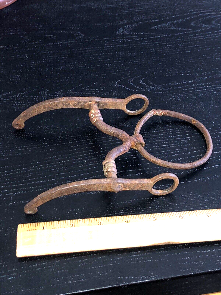 Antique Western  Hand Forged  Iron  Horse Ring  Bit  Rare
