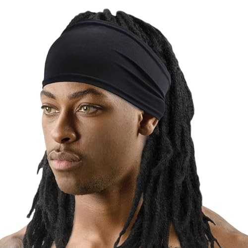 Spandex Dreadlock Braid Headband for Men in Black 1pc