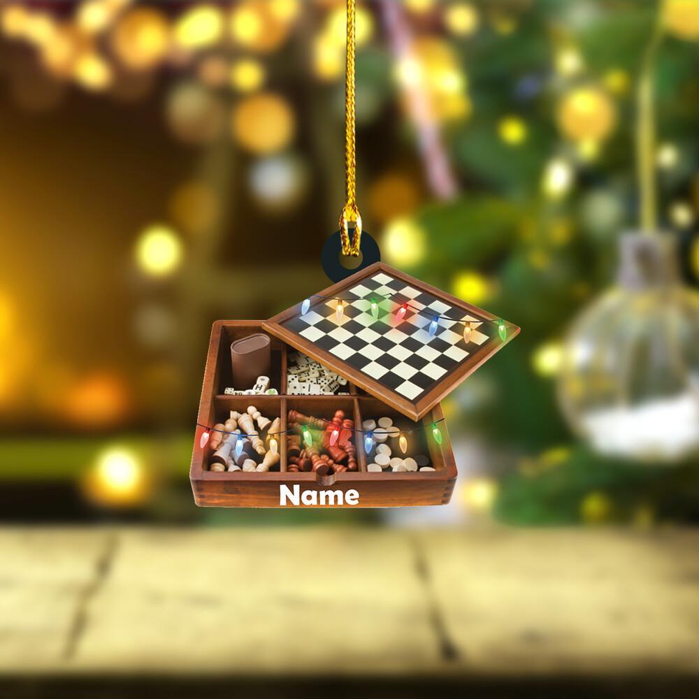 Personalized Games  chess-figures-board Christmas Light Ornament  Tree Decor