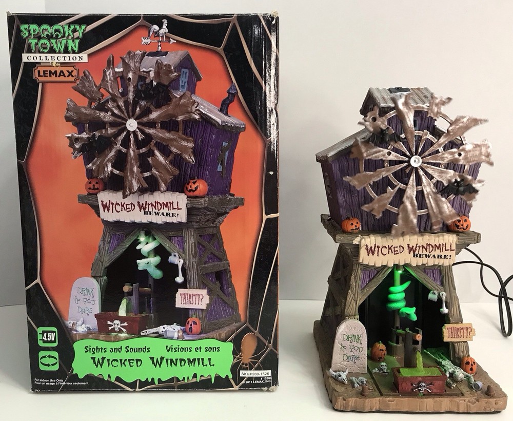 Lemax Spooky Town Wicked Windmill #15203 Retired 2011 w/ Box VIDEO *READ*