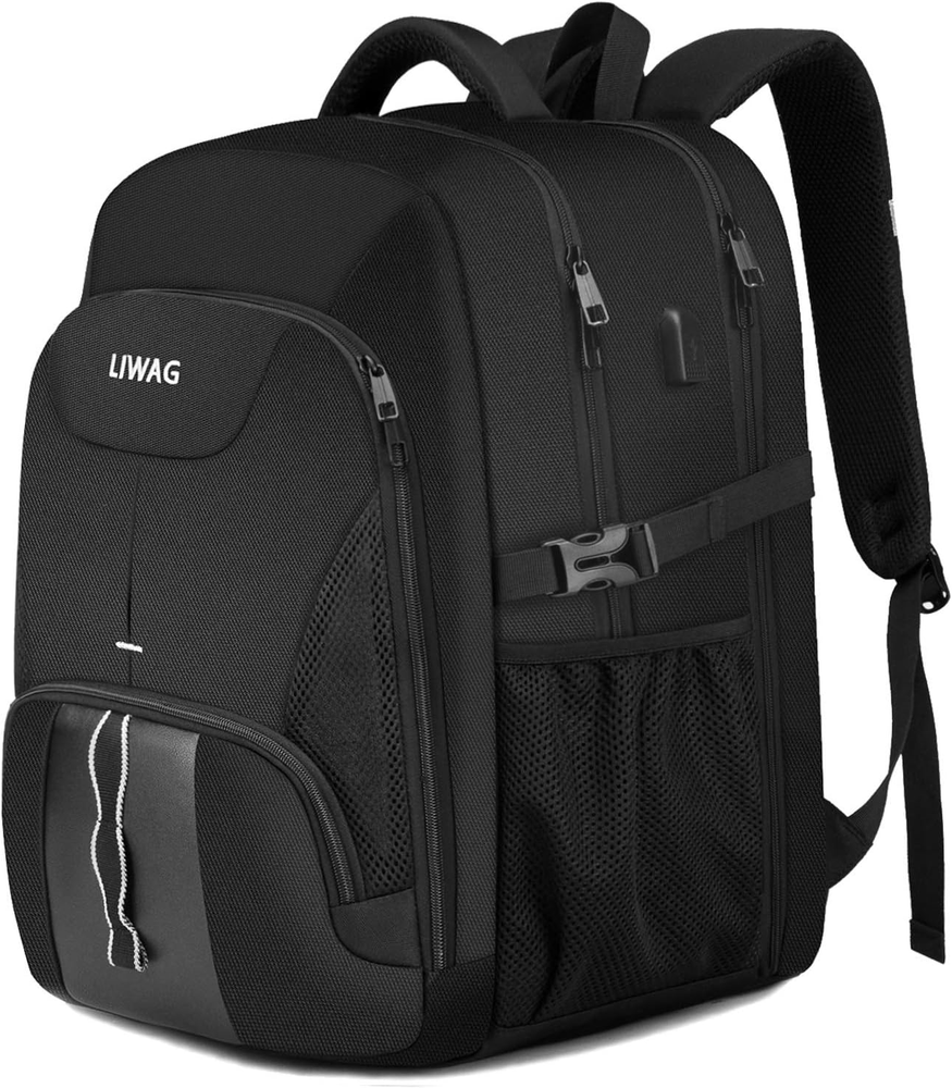 50L USB Charging Anti-Theft Waterproof Laptop Backpack for Men Black