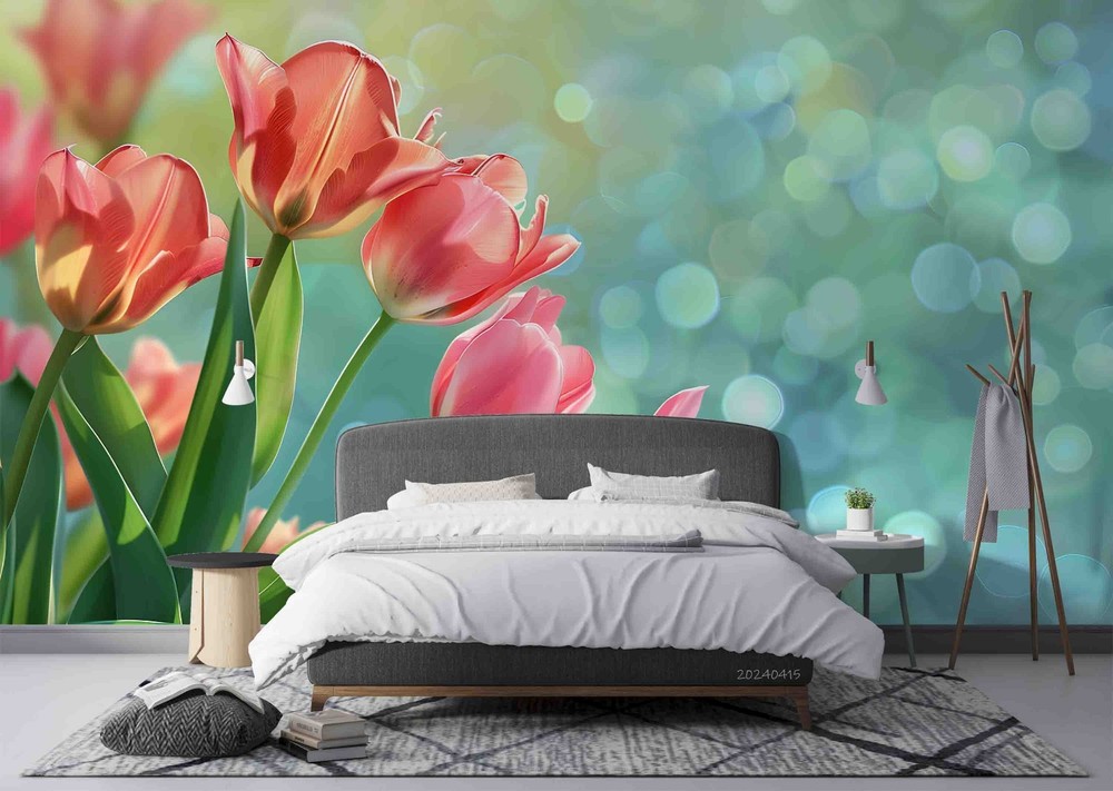 3D Tulips Plants Close-up Wall Murals Wallpaper Murals Wall Sticker 5