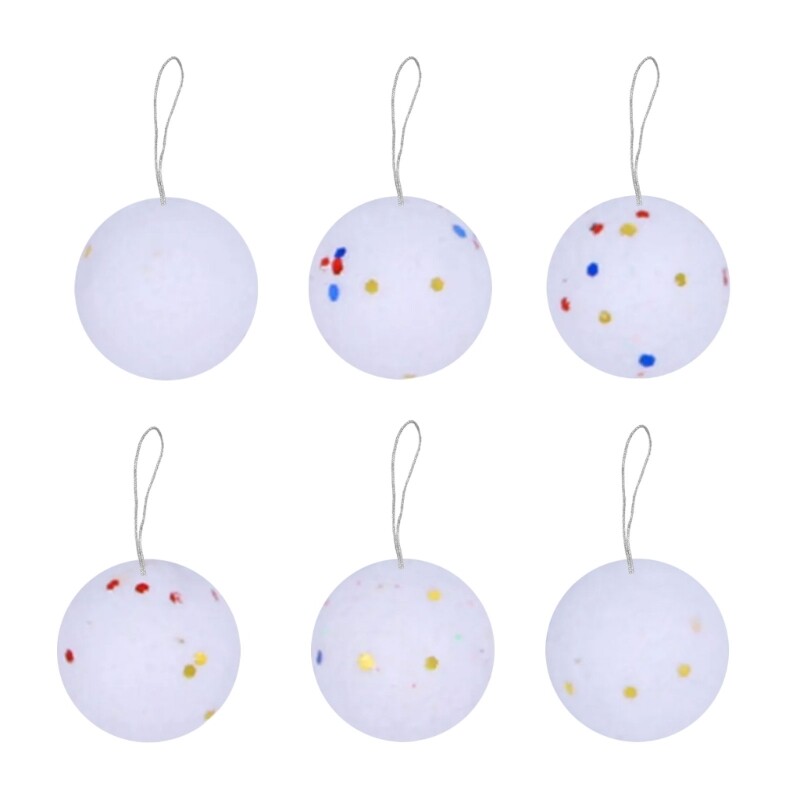 6Pcs White Foams Snowballs Holiday Ornaments for Christmas Seasonal Decoration