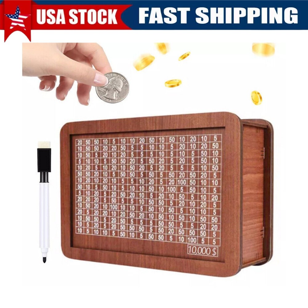 Wooden Money Bank With Counter Money Coin Piggy Bank 10000 Saving Challenge Box