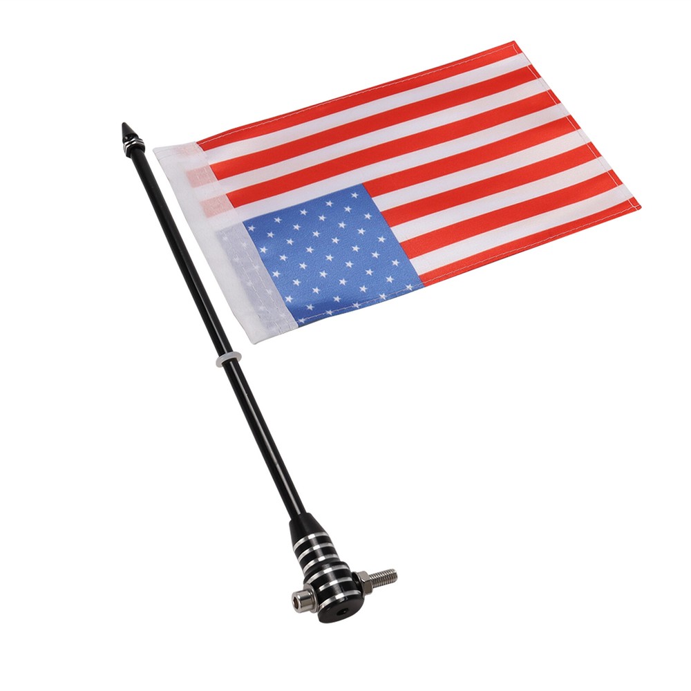 Motorcycle Flagpole Black American Flag Luggage Rack Mount For Harley Davidson