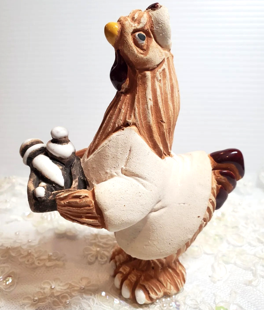 Handcrafted Terracotta Nurse Figurine Farm Chicken Uruguay Artisan Sculpture