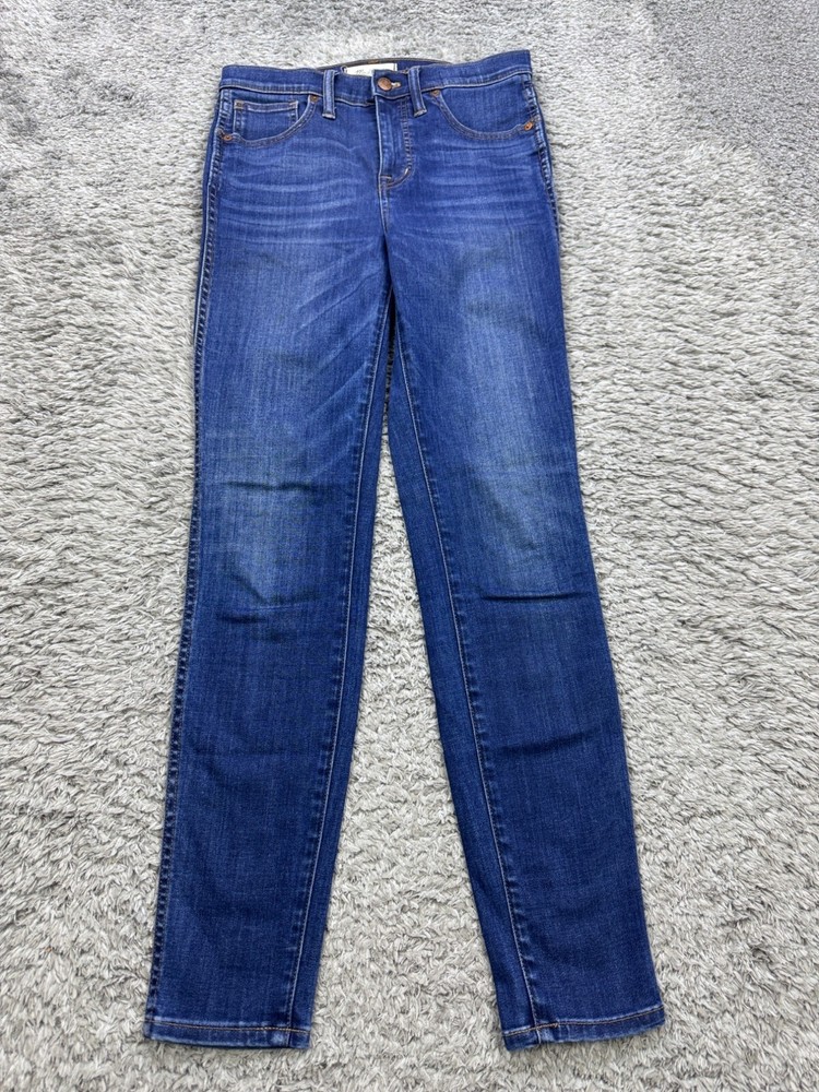 Madewell Womens Size 26 Blue High Rise Skinny Ankle Jeans with Whisker Detail and Stretch Denim