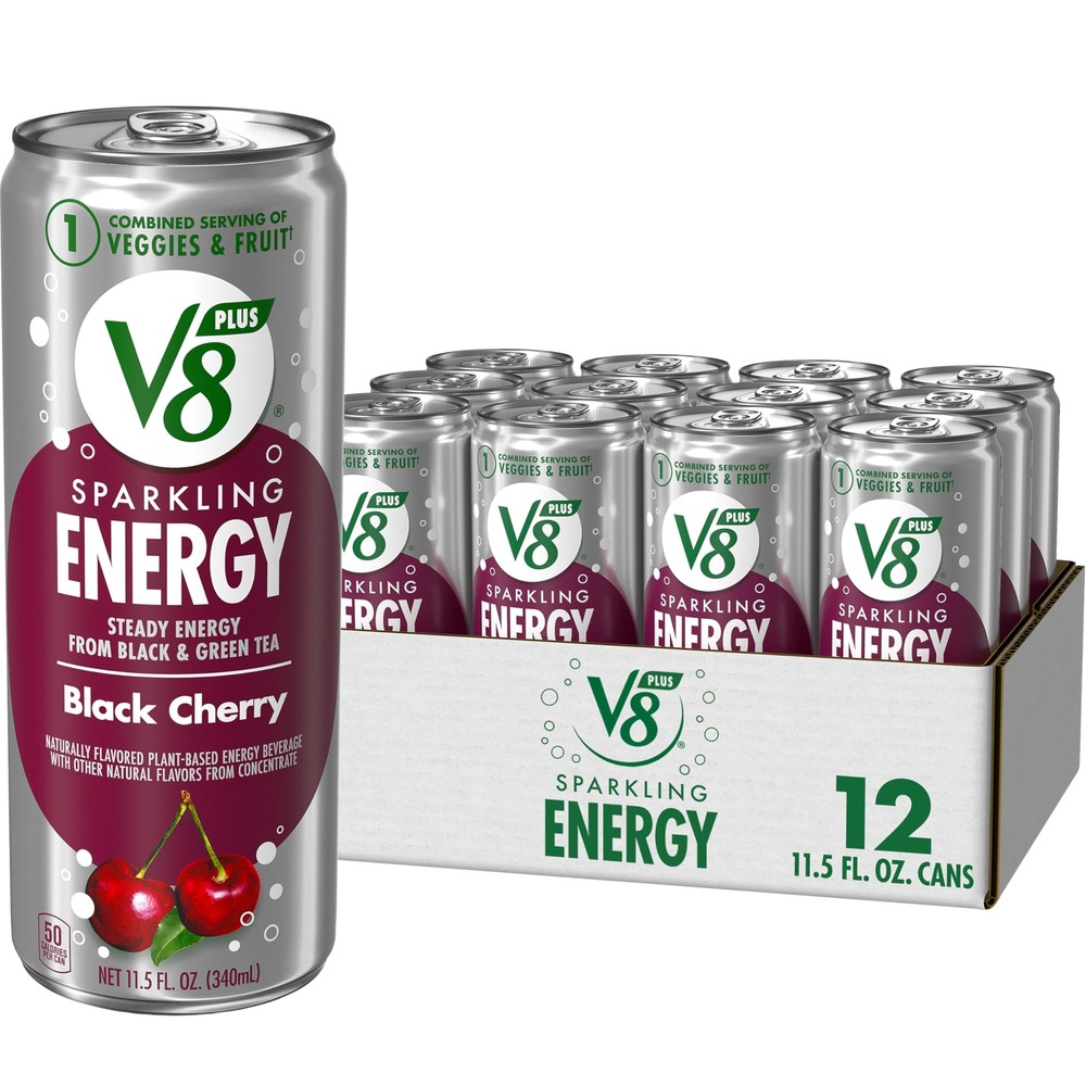 Sparkling Black Cherry Juice Energy Drink 11.5 fl oz Can 12 Pack