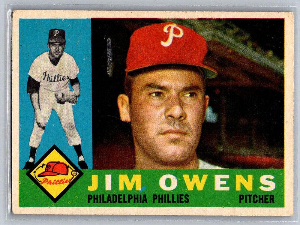 1960 Topps #185 Jim Owens Philadelphia Phillies Low Grade VG