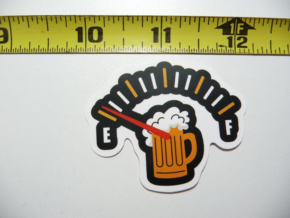 BEER MUG NEARING EMPTY GAUGE DECAL STICKER FUNNY DRINKING ALCOHOL  SCRAPBOOKING