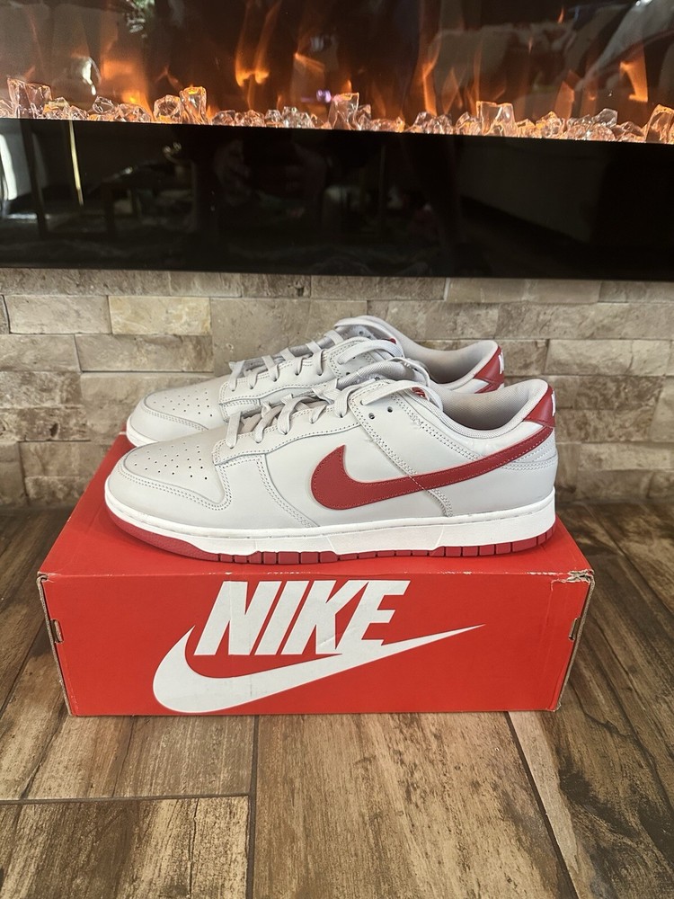 BRAND NEW Nike Dunk Low Vast Grey Varsity Red | Men's Size 13 FJ0832-011