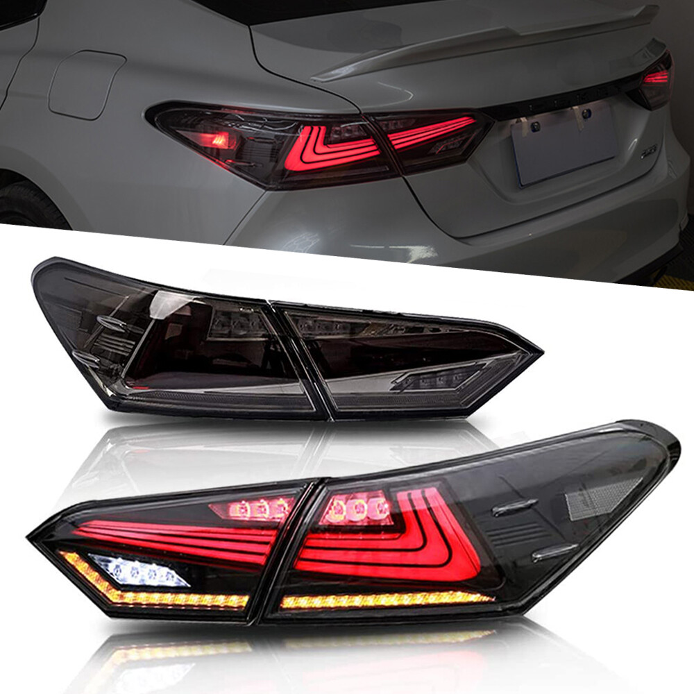 2018-2024 Toyota Camry LED Tail Lights – Sequential Smoke Rear Lamps Pair