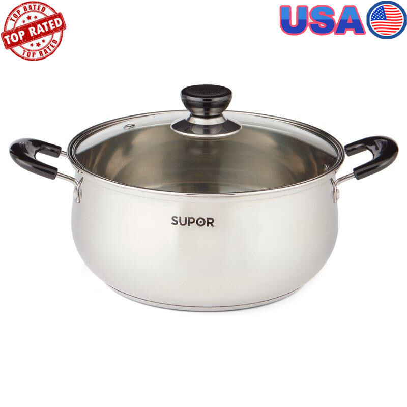 Stainless Steel 22cm Saucepot W/ Glass Lid & Induction Base All Cooktops New