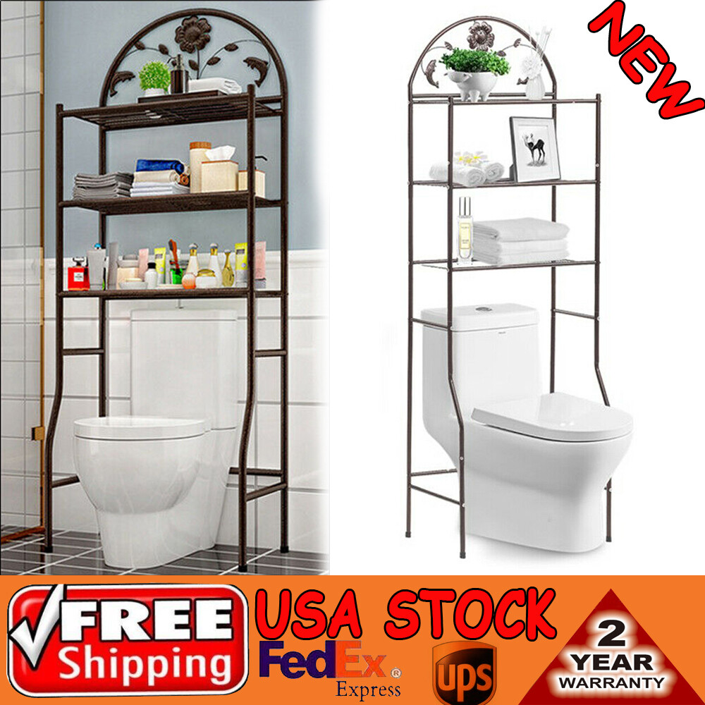 3-Tier Metal Over Toilet Storage Cabinet - Space-Saving Bathroom Organizer