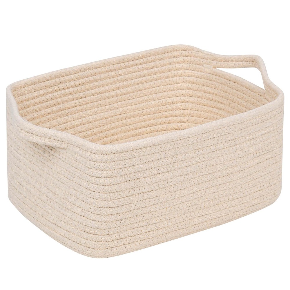 Cube Storage Organizer Basket Bin for Shelves in Durable Cotton Rope