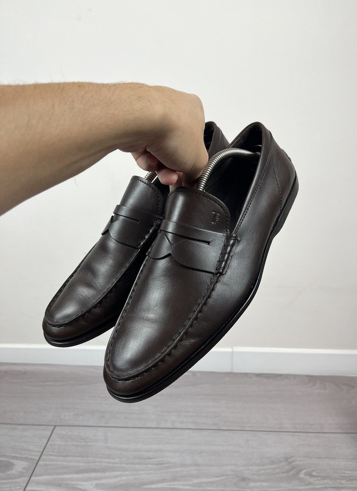 Tod's Italy Brown Leather Loafers Slip On Shoes Mens Size 9 US