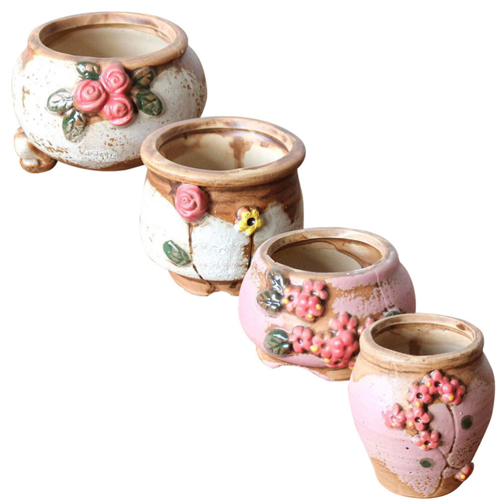 4pcs Succulent Planter Ceramic Pots Plant Pots Succulent Pots