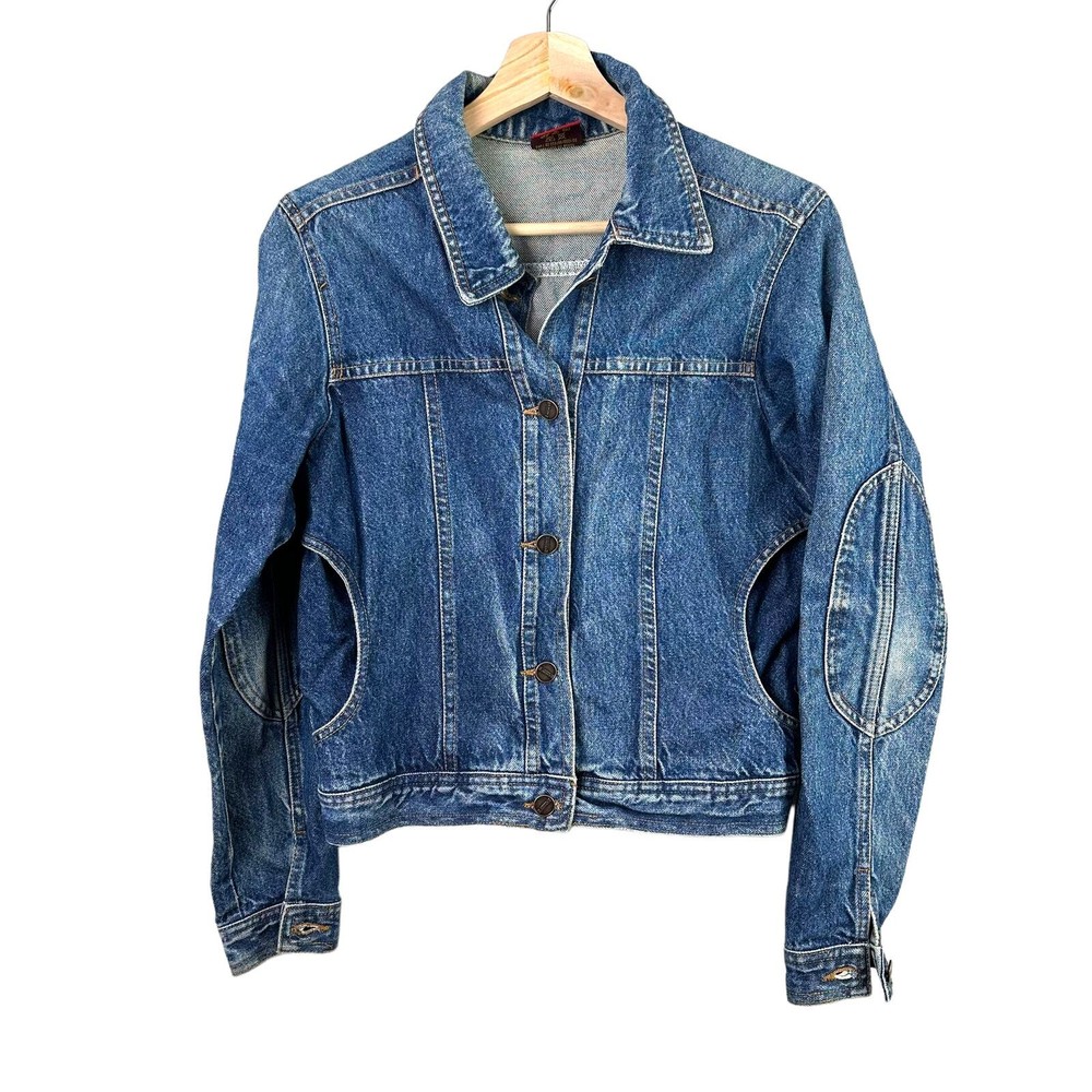 RenoncE Denim Jean Jacket 40 S Small Elbow Patches
