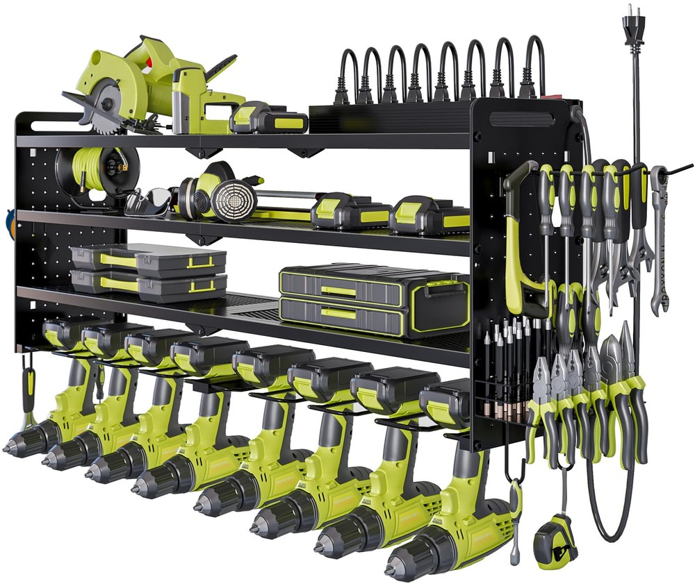 Power Tool Organizer Wall Mount with Charging Station,Cordless Tool Organizer...