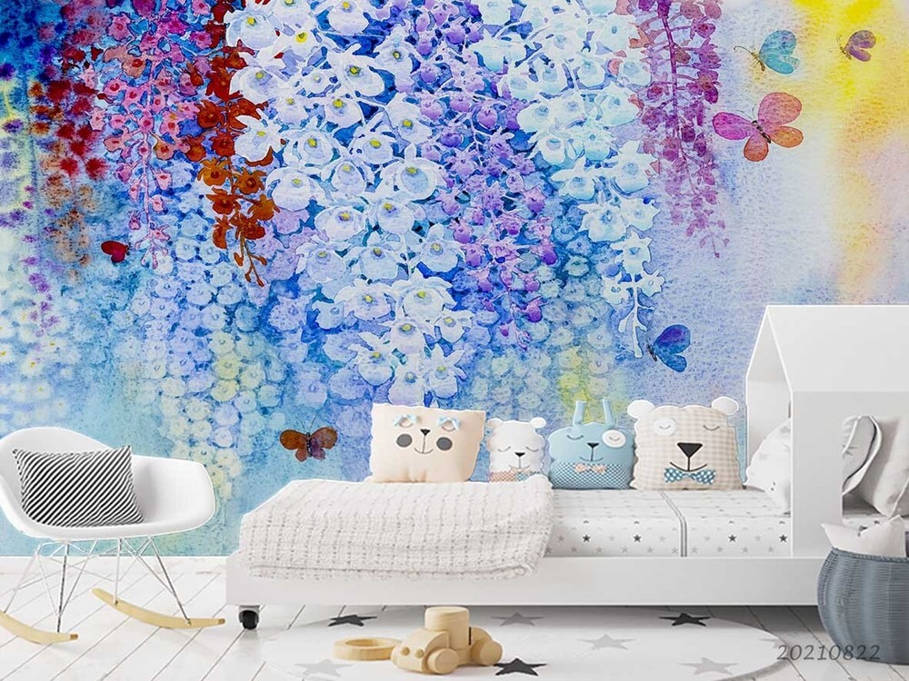 3D Blue Flower Wall Murals Wallpaper Murals Wall Sticker 188