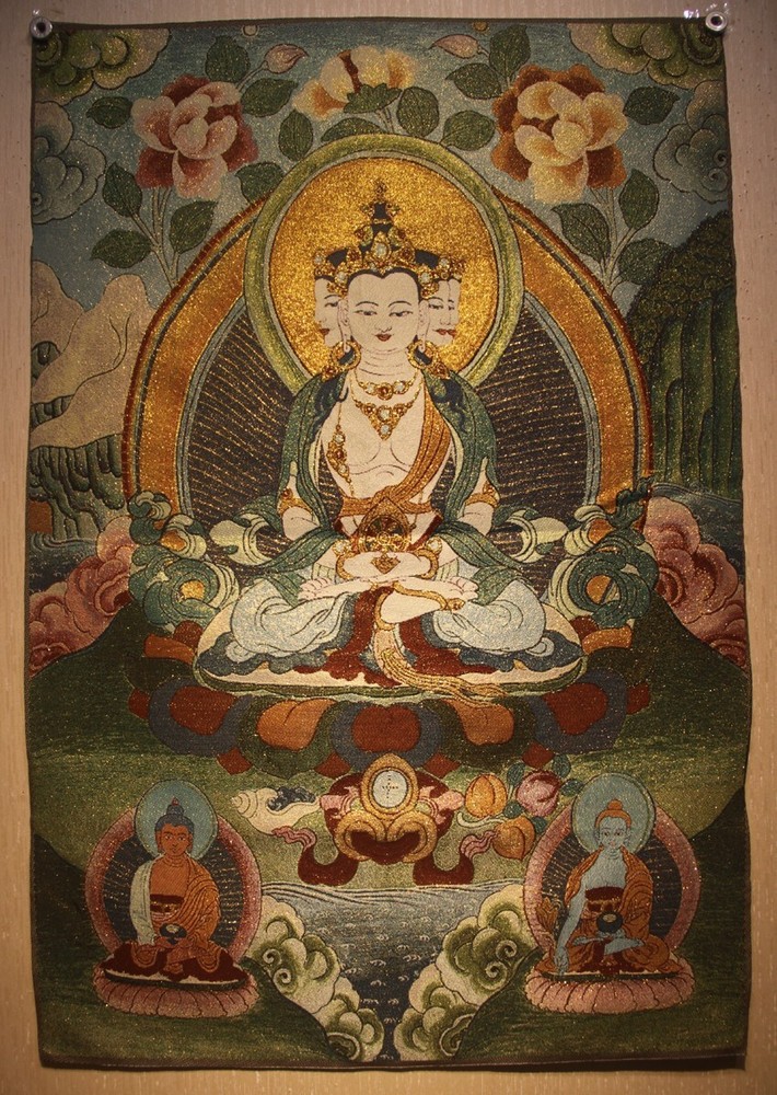 Chinese Tibet Buddhist embroidery Brocade Tapis Thangka Tangka Mahavairocana