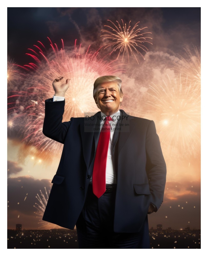 Donald Trump Happy New Year Fireworks 8x10 AI Photo Print-image
