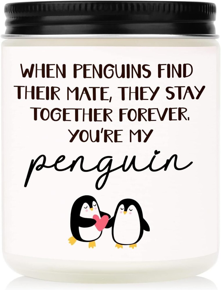Romantic Penguin Valentine Candle Gift for Wife or Her-image