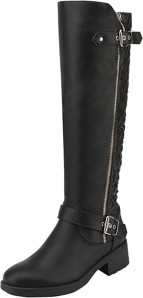 DREAM PAIRS Womens Wide Calf Knee High Low Heel Riding Boots for Fall