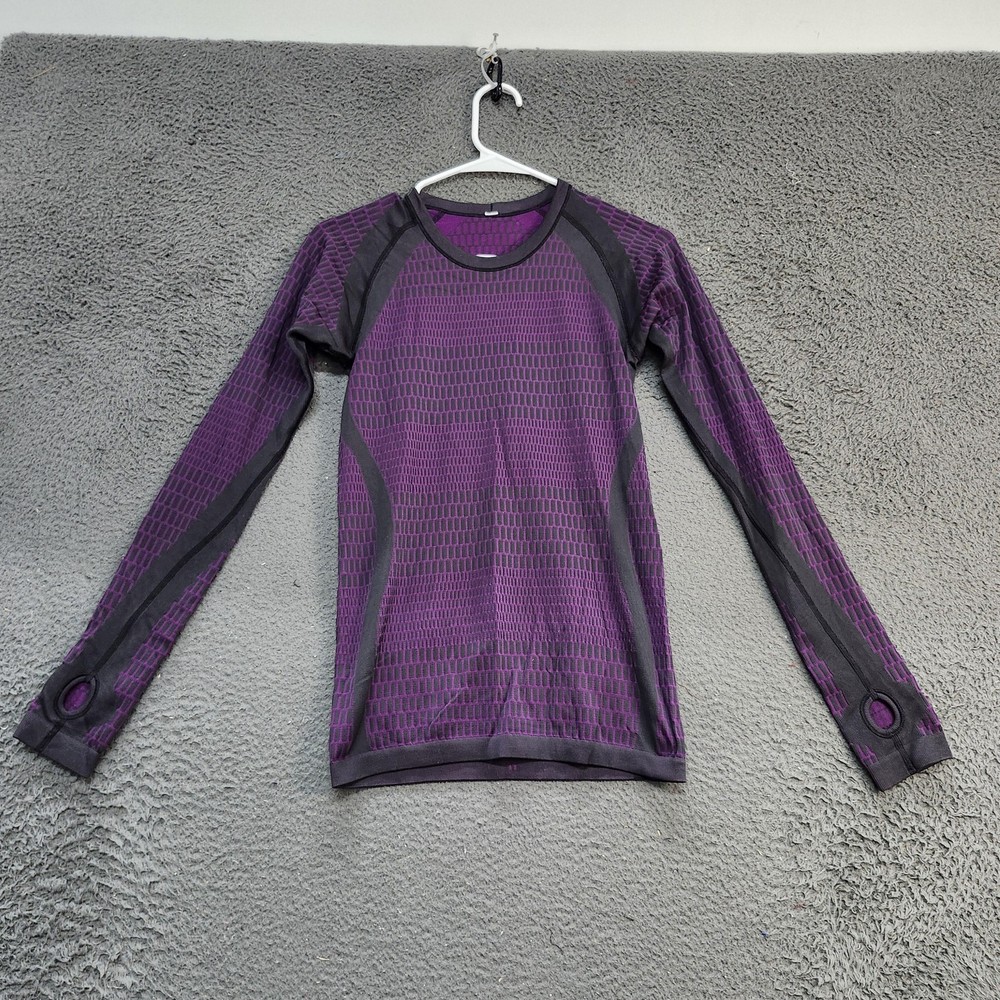 Shirt Womens Small Purple Geometric Long Sleeve Athletic Top Running Workout