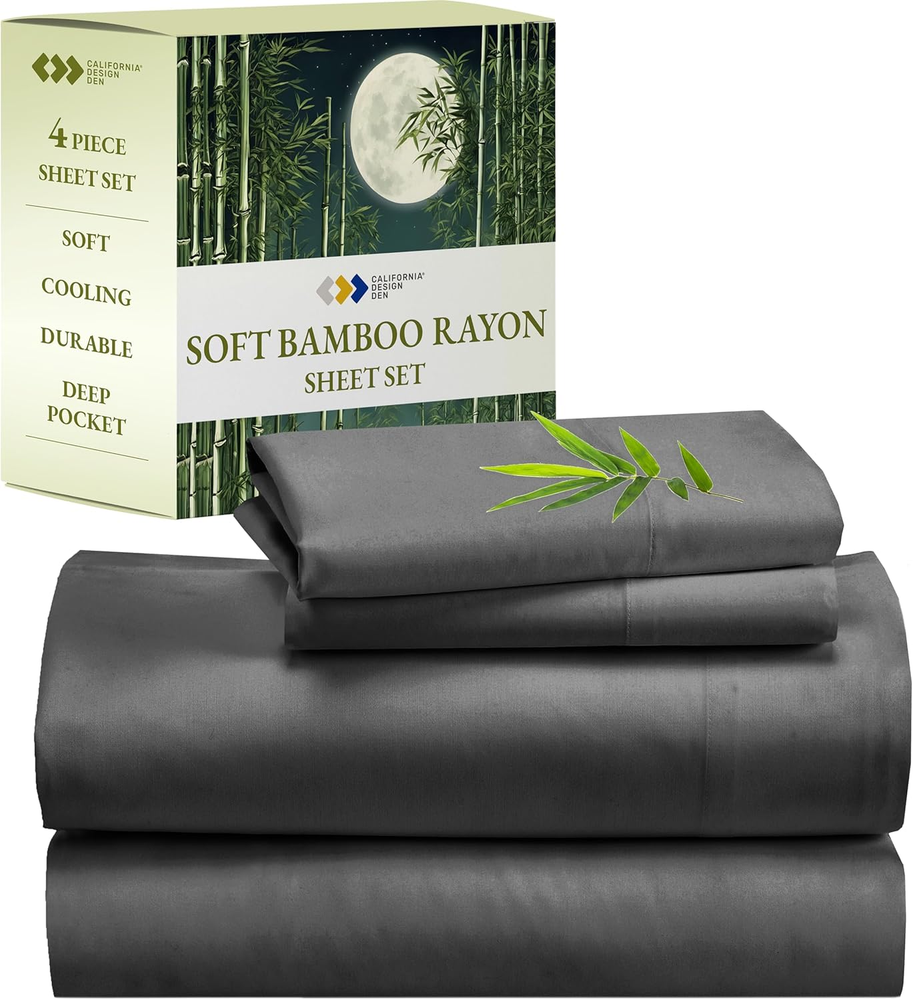 Rayon from Bamboo Cooling King Size Luxury Bed Sheets Set Green