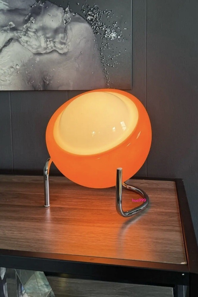 Bauhaus Style Bedside Table Eyeball Lamp Space Age Retro Bedroom Glass LED Desk