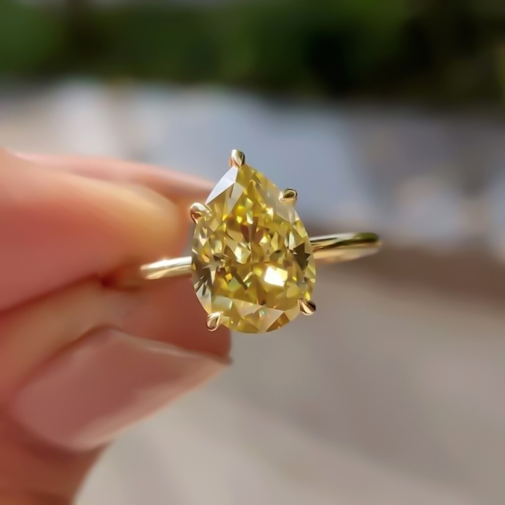 6.50 Ct Champagne Treated Diamond Solitaire Ring 925 Silver Gift for Wife