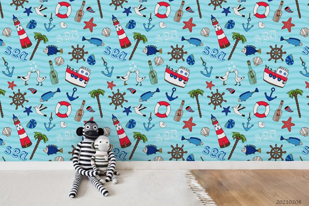 3D Nautical Theme Pattern Wall Murals Wallpaper Murals Wall Sticker