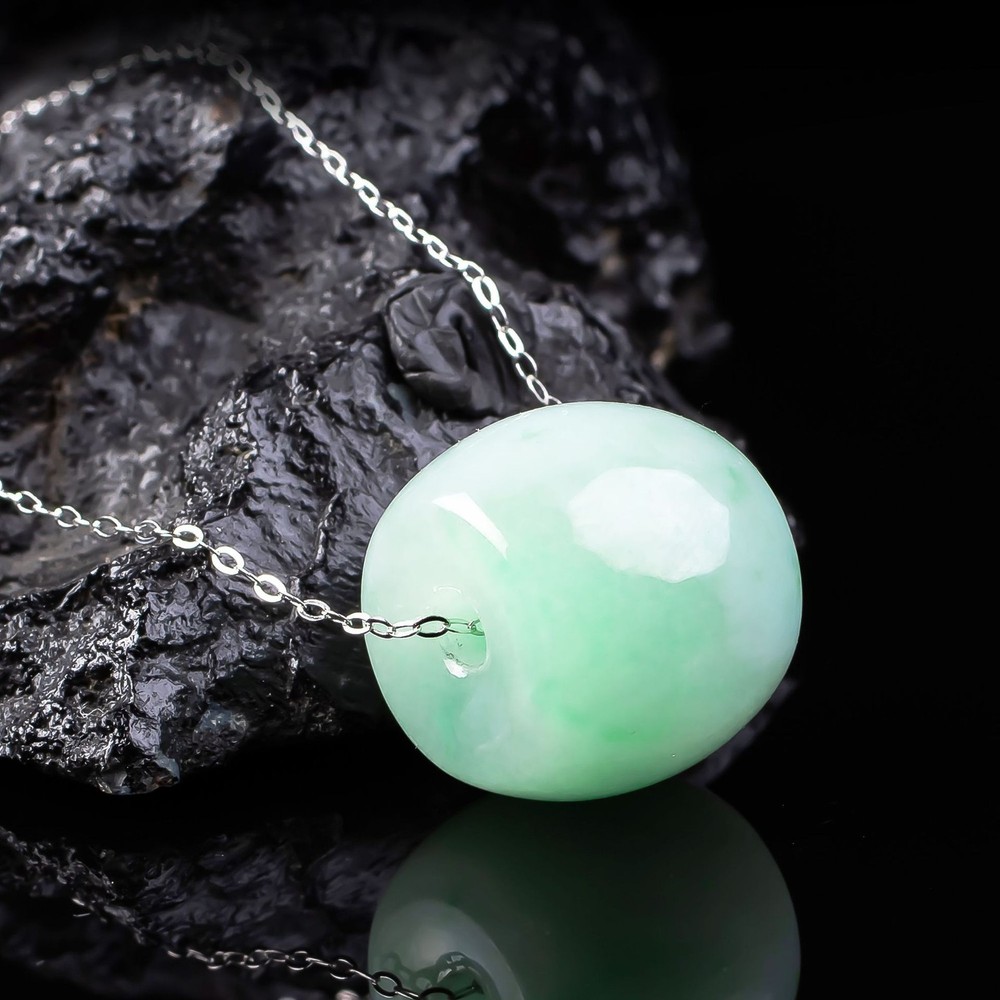 Certified Natural Burma A-grade jade floating green road pendant