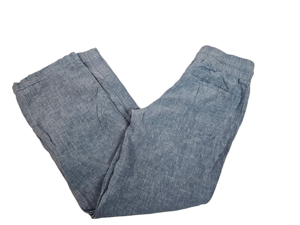 Athleta Cabo Linen Wide Leg Pants Heather Blue Size 4 Women's O71