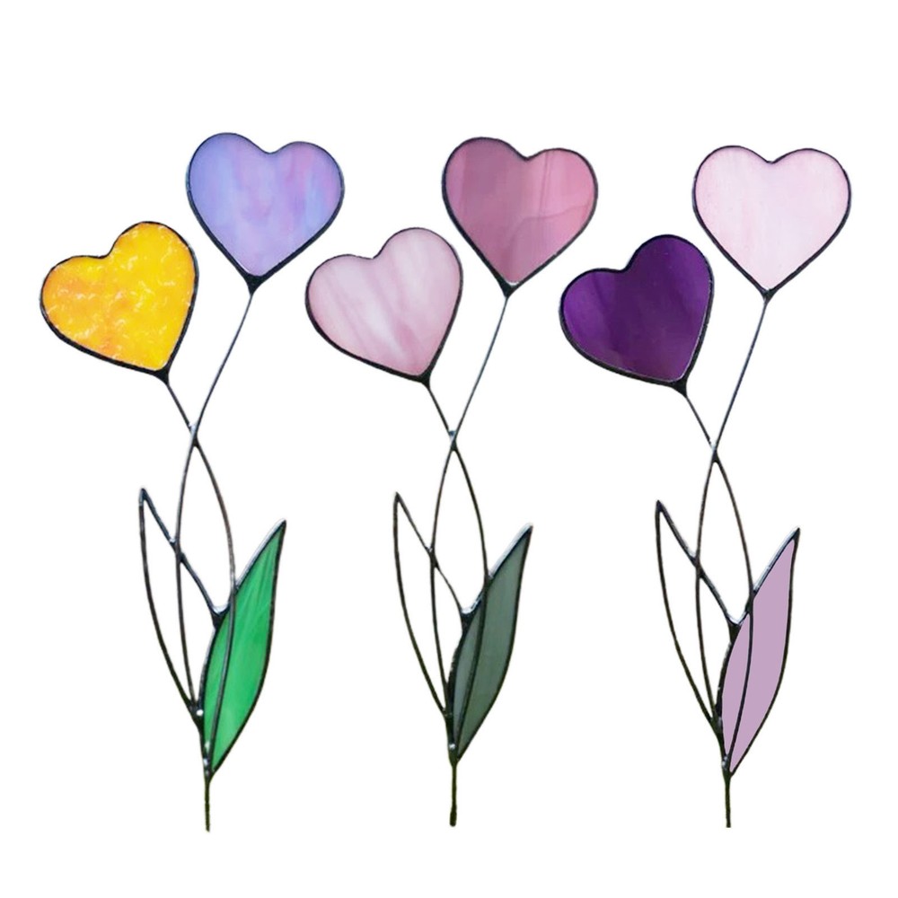 Heart-Shaped Metal Stake Colored Garden Stake Decoration Metal Yard Art Ornament
