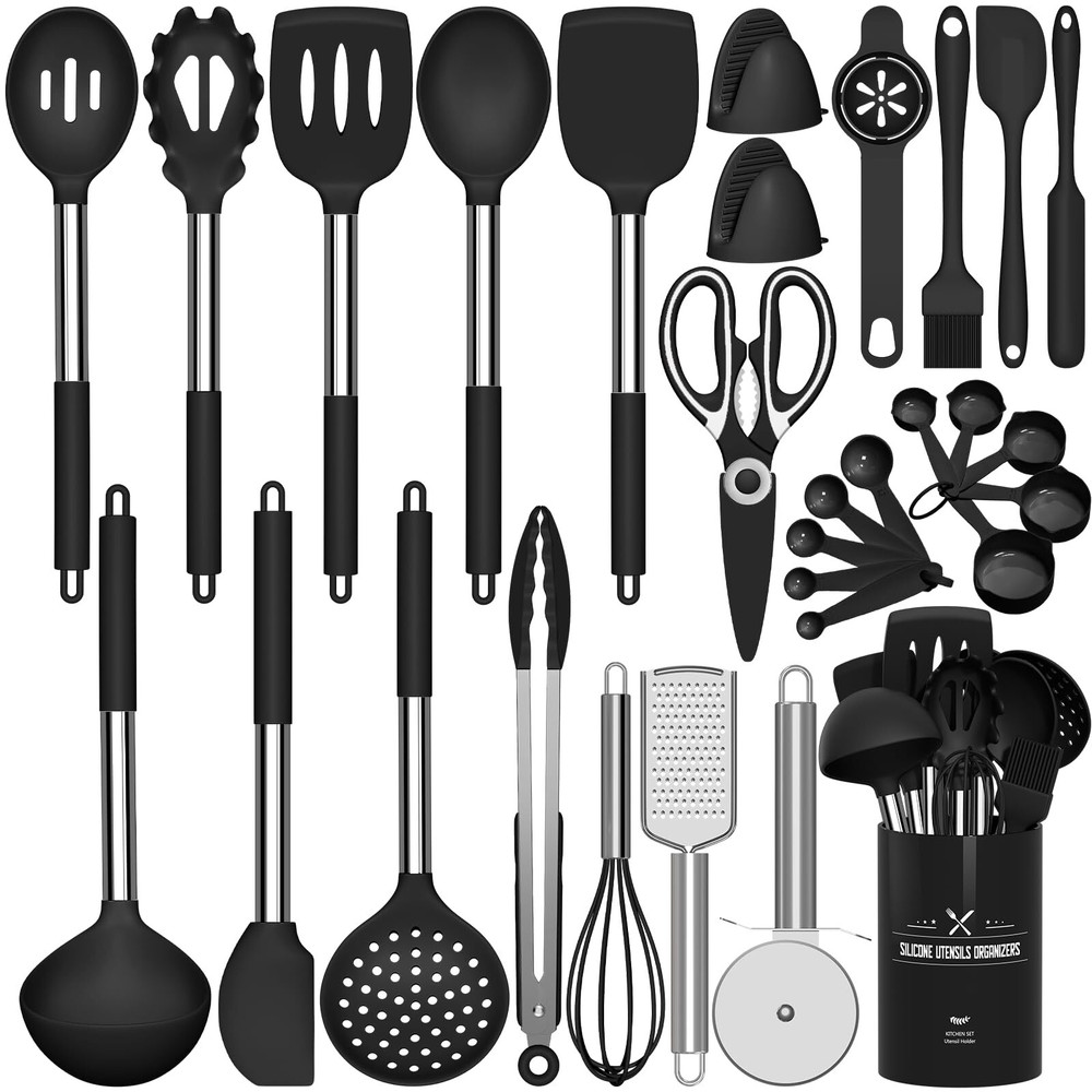 Silicone Cooking Utensils Set - 446°F Heat Resistant Kitchen Utensils, 30PCS ...