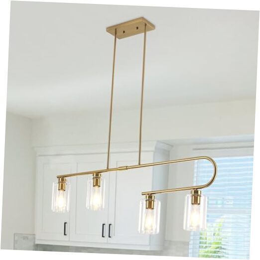 Kitchen Island Lighting, 4-Light Clear Farmhouse Dining Room Chandelier Over